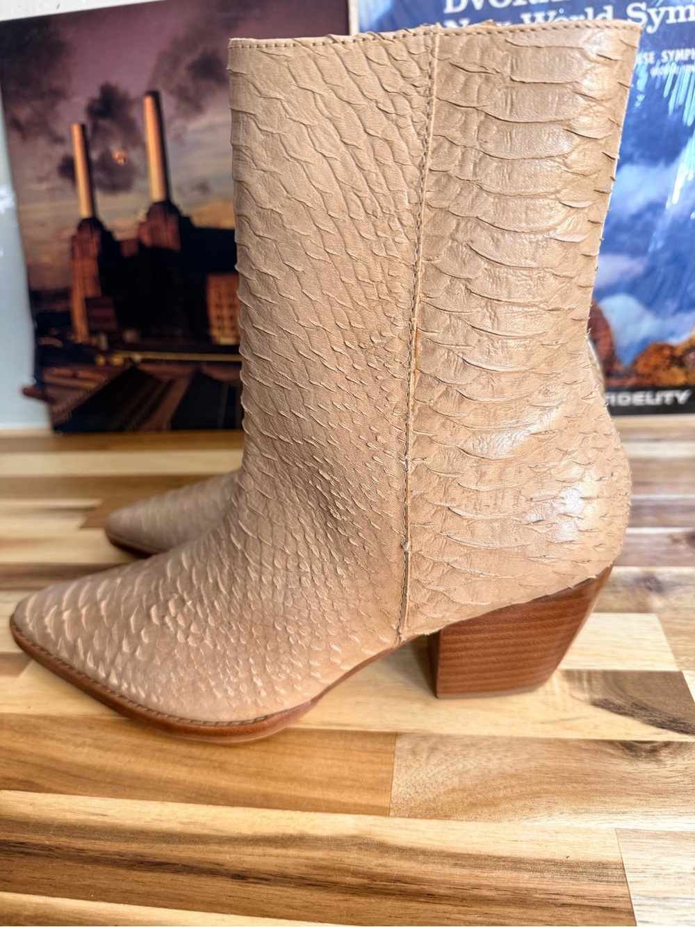 NWOT Matisse snake embossed leather Ankle Boots western quiet luxury preppy cozy